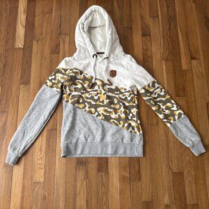 Wanakome Hooded White/Camouflage Women's Pullover Sweatshirt Hoodie Size M